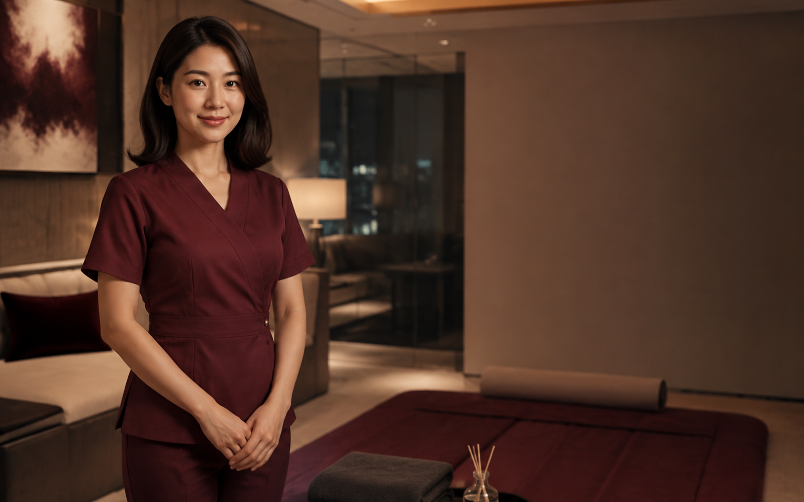 성남 서현 방문 홈케어를 안내하는 젊은 성인 한국 여성 관리사